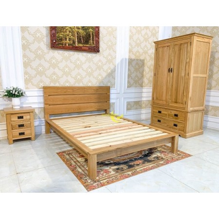 Oak 02 : Giường Ngủ Gỗ Sồi - Nệm 1m2 x 2m